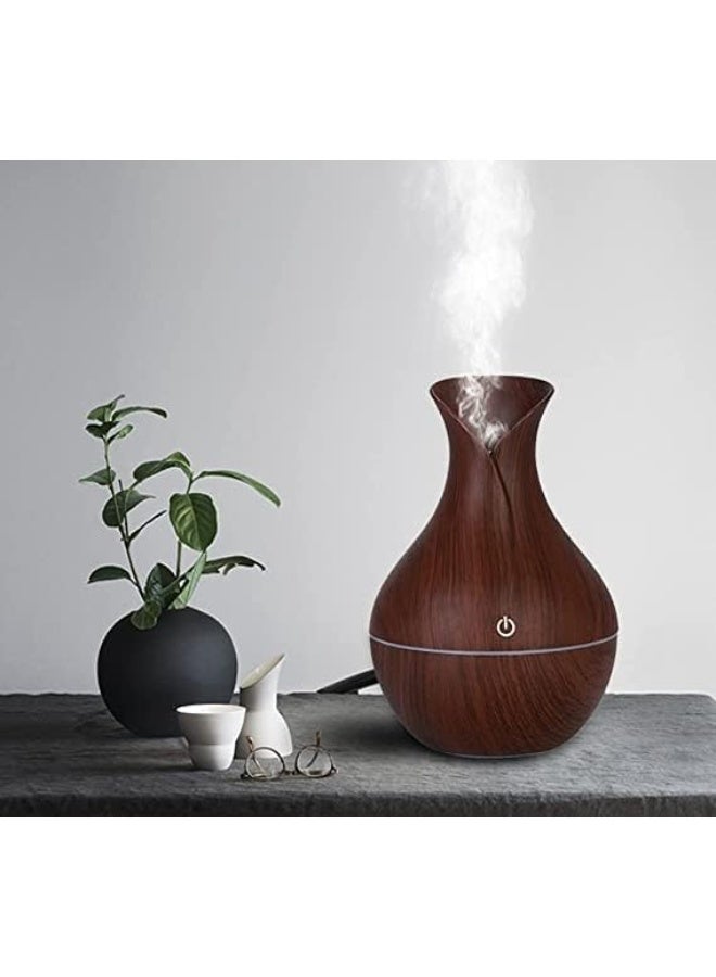 USB Air Humidifier and Aroma Diffuser – Modern Wood Design, Dark Brown Colour - Image 1
